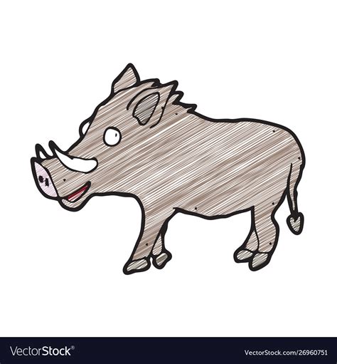 Digitally drawn wild boar design hand drawing Vector Image