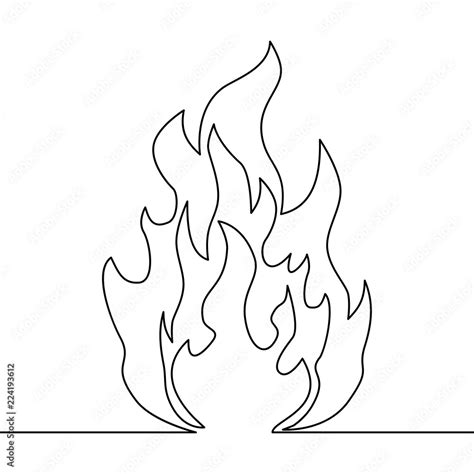 Continuous line fire one line drawing vector fire Stock Vector | Adobe Stock