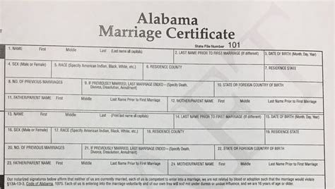 Printable Alabama Marriage Certificate Form