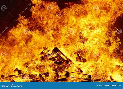 Fire Flames on a Bonfire. Fireman Emergency Stock Image - Image of fireplace, flame: 124756093