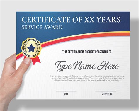 Editable Years of Service Award Printable, Years of Service Certificate ...