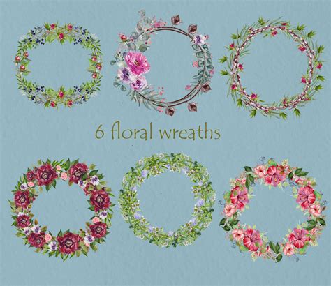 Wreaths clipart Wreath watercolor Floral wreaths Floral | Etsy