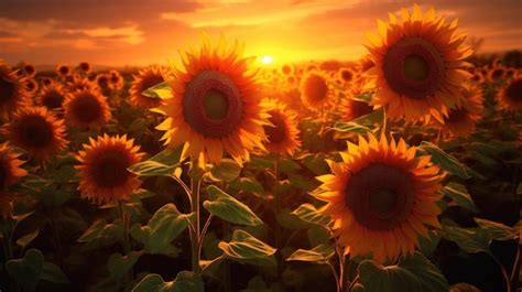 Premium AI Image | Sunflower field HD 8K background Wallpaper Stock Photographic image