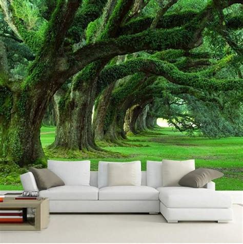 3d green forest natural landscape wallpaper. Non-woven moss trees ...