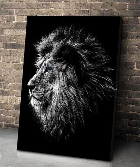 Blue Eyed Lion Canvas Set This magnificent blue eyed lion is the center ...