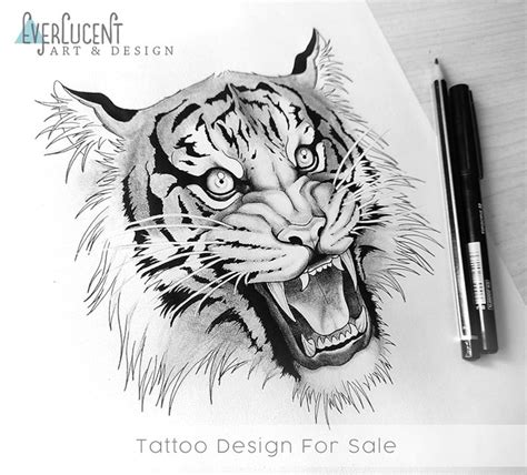 Tiger Tattoo Design Linework - Etsy