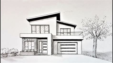 How to draw a house in one point perspective | Dream house drawing, House design drawing, Dream ...