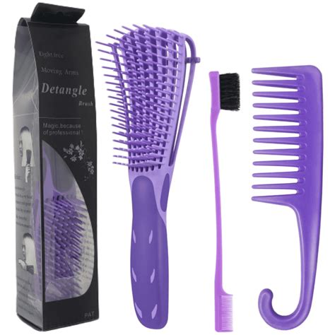 Large Purple Detangling Brush for Curly Afro Thick Wavy Hair Wet and ...