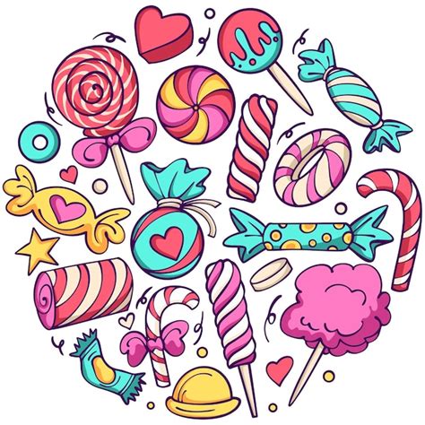 Premium Vector | Sweet candy doodles