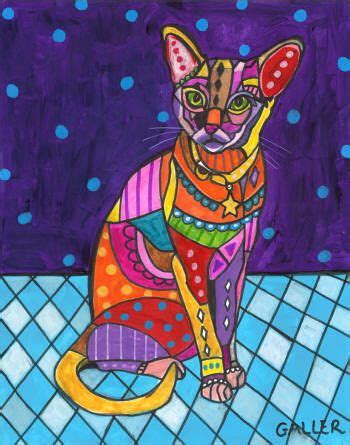 FLASH SALE - Abyssinian Art - Cat Folk art Poster Print of Painting by Heather Galler (HG102) in ...