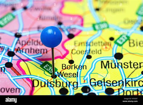 Wesel pinned on a map of Germany Stock Photo - Alamy