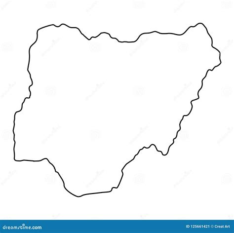 Nigeria Map Outline Vector Illustration Stock Vector - Illustration of ...