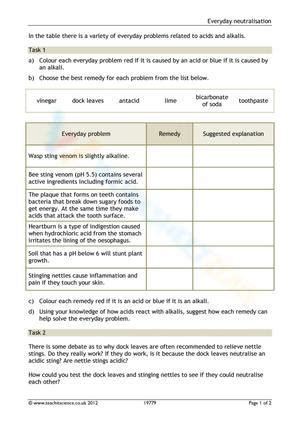 Neutralization reactions worksheets