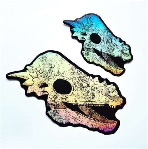 Dinosaur Skulls Jurassic Fossil Bones Sticker Holographic - Etsy