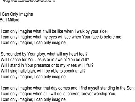 I Can Only Imagine Printable Lyrics