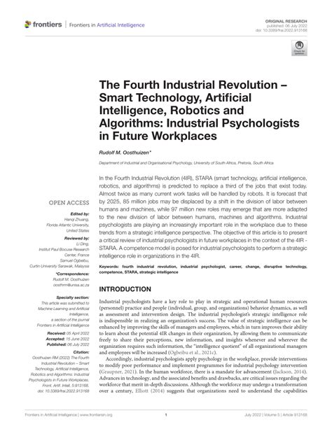 (PDF) The Fourth Industrial Revolution - Smart Technology, Artificial ...