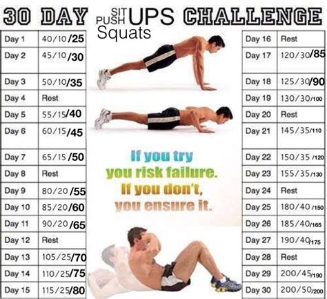 3 in 1 challange. Sit ups, push ups and squats. Generic, but all in one for convience! | Push up ...