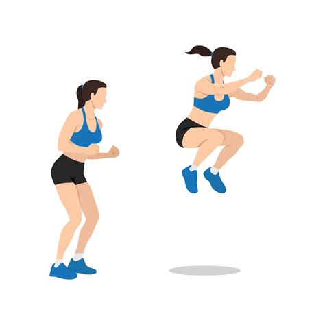 Woman doing Knee tuck jumps exercise. 35142972 Vector Art at Vecteezy