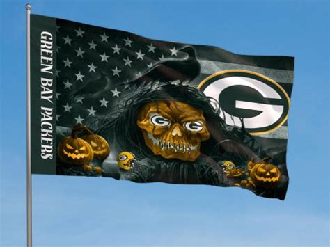 Green Bay Packers Halloween Season All Over Print Flag