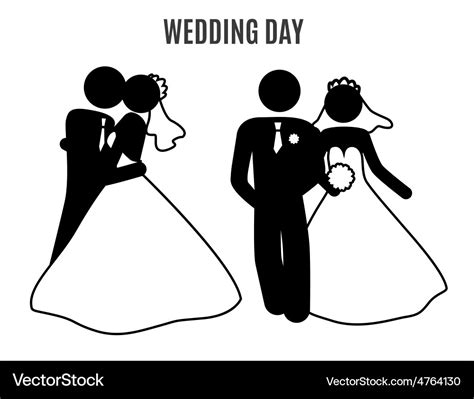 Stick figure wedding couples Royalty Free Vector Image