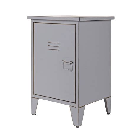 Max Metal Locker Bedside Table In Grey - Woood | Cuckooland