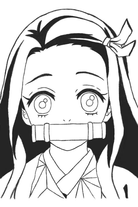 Nezuko uncolored version : r/drawing