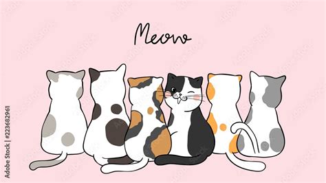 Banner background cute cats on pink pastel Stock Vector | Adobe Stock