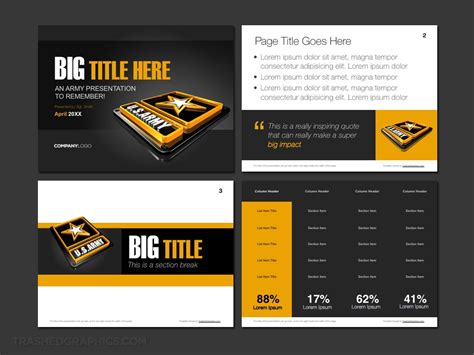 Four-page Army PowerPoint template – TrashedGraphics