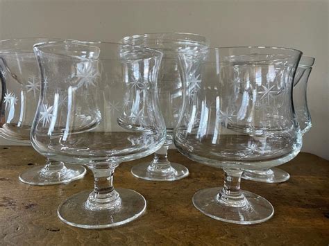 Vintage Shrimp Cocktail Glasses Etched With Stars - Etsy