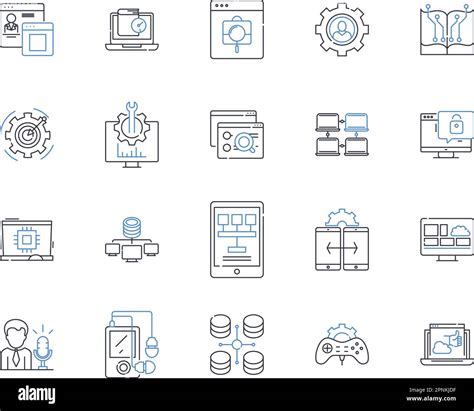 Information systems line icons collection. Database, Nerking, Storage, Analytics, Security ...