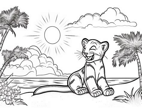 Florida Panther Drawing For Children - Coloring Page