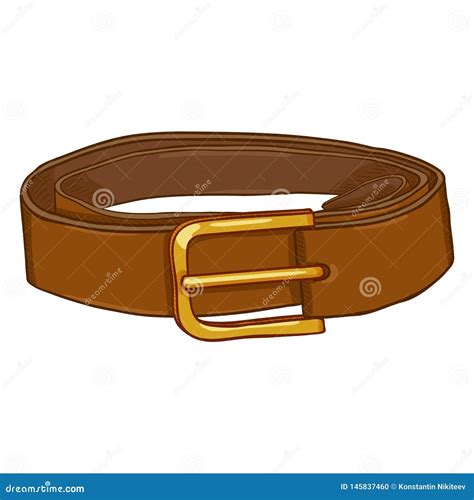 Vector Cartoon Classic Brown Leather Belt with Metal Buckle Stock ...