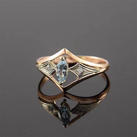 Art Deco Ring Topaz Ring Gemstone Ring Geometric Ring - Etsy