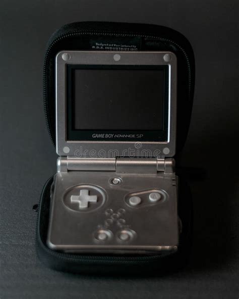 Vertical Shot of a Vintage Gray Game Boy Advance SP with a Case on a ...