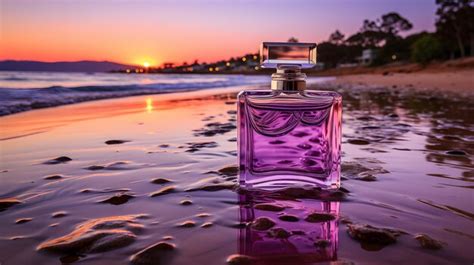 Premium AI Image | Perfume bottle on the beach at background of a ...