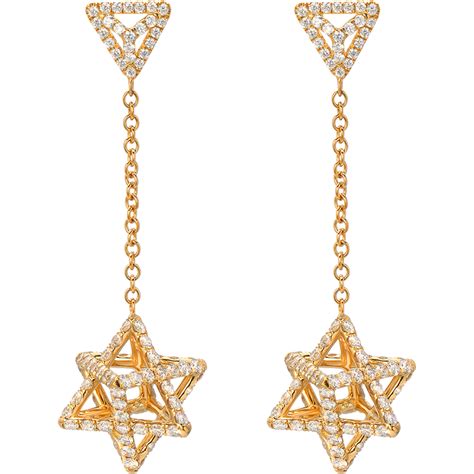 Merkaba Diamond Gold Drop Earrings | Merkaba Fine Jewelry