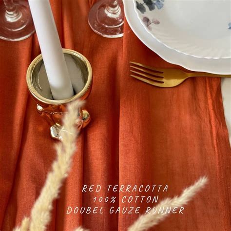 Terracotta Boho Wedding Cheesecloth Table Runner, Wedding Arch Decor, Rustic Wedding Centerpiece ...