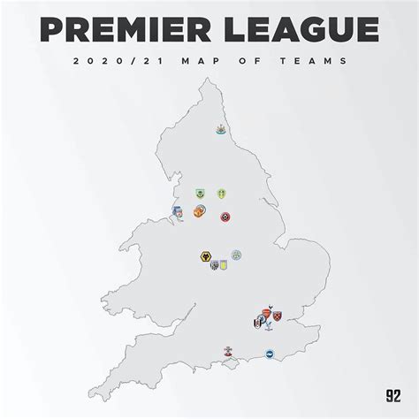 Premier League 2020/21 Map of Teams : r/LeedsUnited