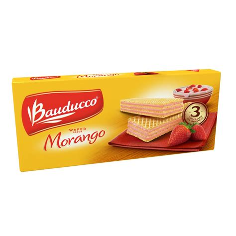 Biscoito BAUDUCCO Wafer de Morango Pacote 140g | Bauducco, Morango, Biscoito bauducco