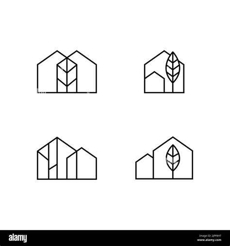 Simple home and nature line icon set. Nature house logo minimal style Stock Vector Image & Art ...