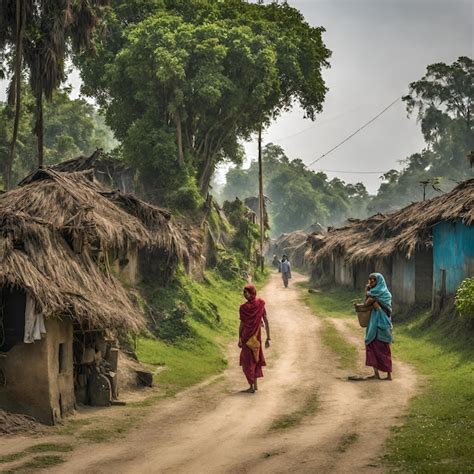 Premium Photo | Rustic Charm Bangladesh Village Life Amidst Hills