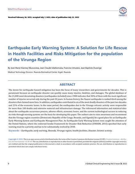 (PDF) Earthquake Early Warning System: A Solution for Life Rescue in Health Facilities and Risks ...