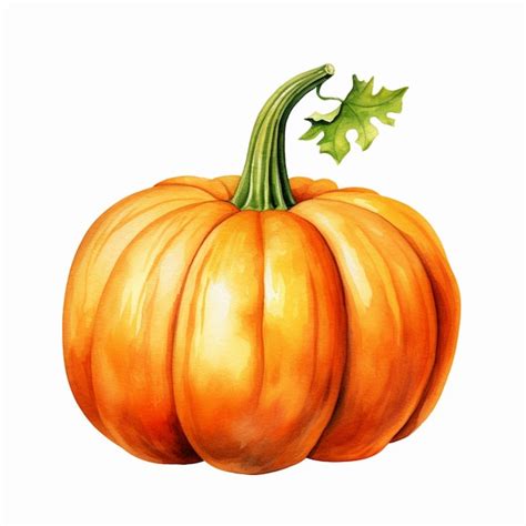 Premium AI Image | There is a watercolor painting of a pumpkin with a ...