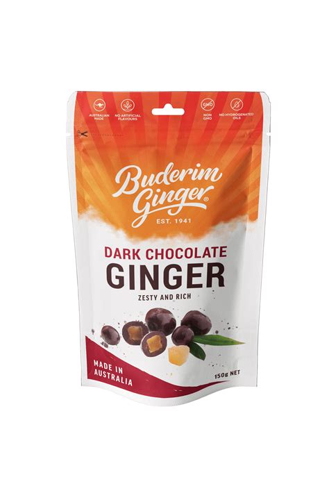 DARK CHOCOLATE GINGER 150G | Buderim Ginger