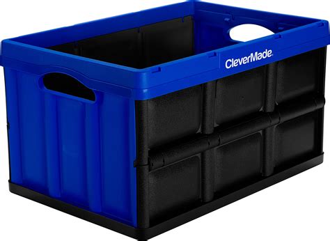CleverMade 46L Collapsible Storage Bins - Durable Plastic Folding Utility Crates, Solid Wall ...
