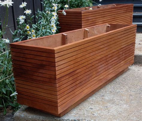 Tall Modern Mahogany Planter Boxes, Mid Century Modern, Free Shipping ...