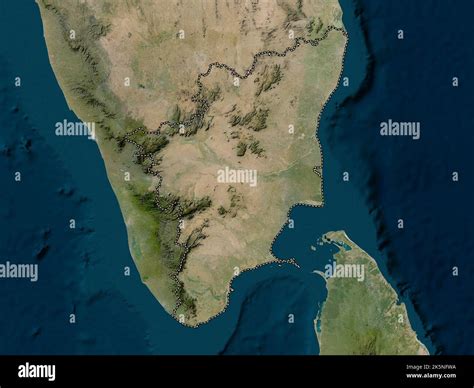 Tamil Nadu, state of India. Low resolution satellite map Stock Photo ...