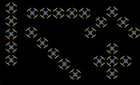 Different flight formations for a swarm of drones. A: Column, B: Front ...