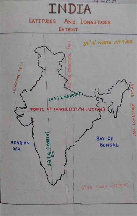 India Latitude and Longitude Map