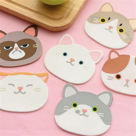 Silicone Cat Face Coasters - Set of 4 - CatsPlay Superstore